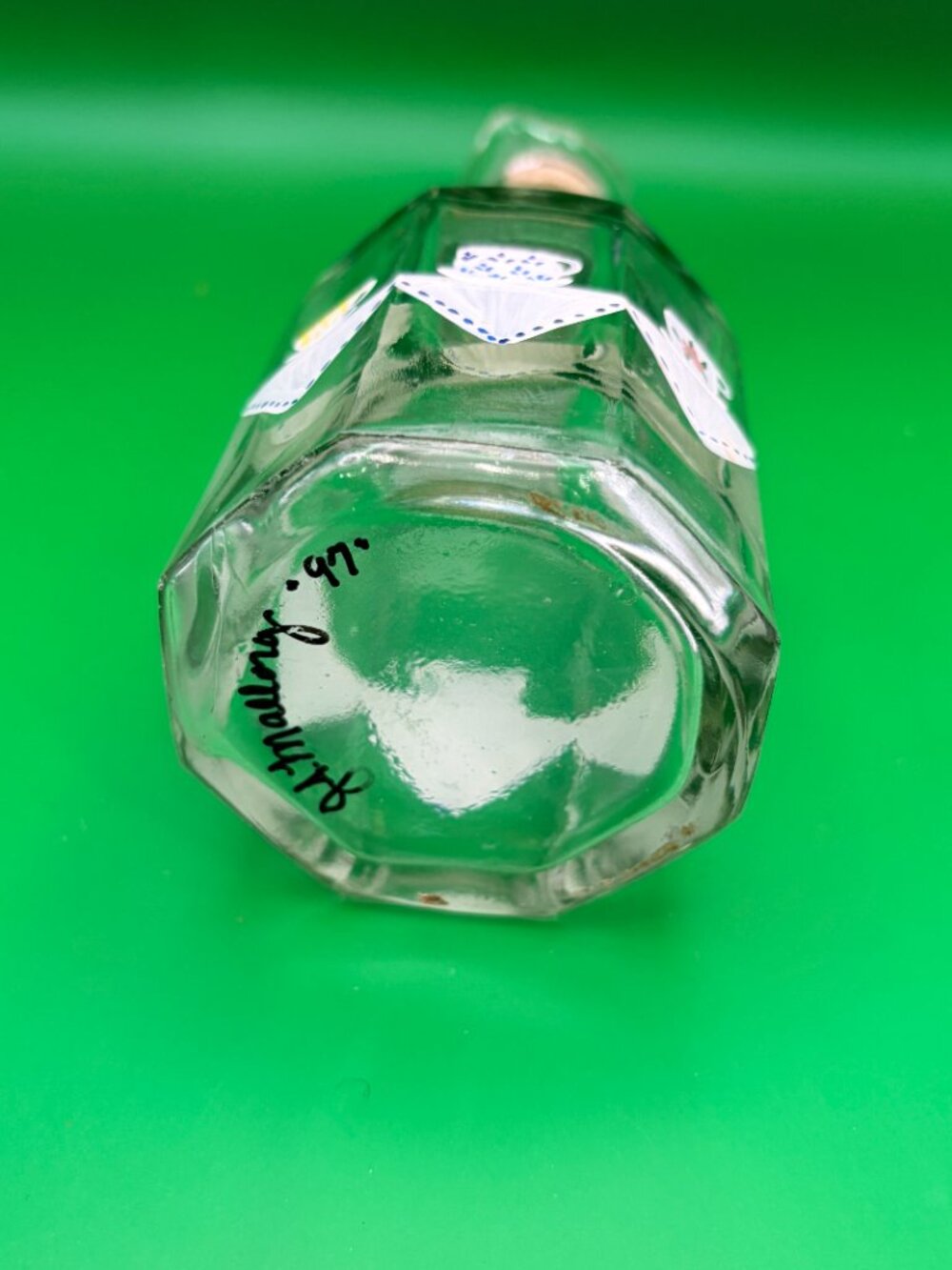 VTG Signed Italian Mod Dep HandPainted Glass Cruet Bottle Decanter Cork Stopper - Picture 7 of 10